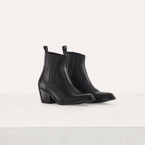 Maje Black Leather Western Boots